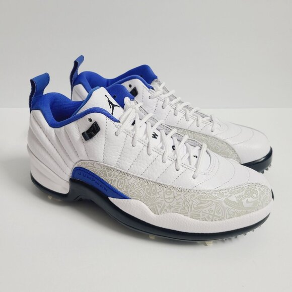 NEW Nike Air Jordan 12 Low Golf Shoes DM9015-105 Size 7 White Game Blue main image 5